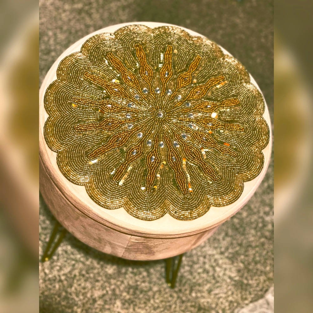 Gorgeous Gold Beaded Decorative Place Mat